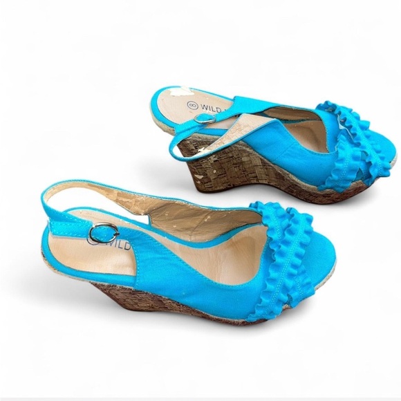 Blue Wedge Sandals - Picture 3 of 6